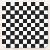 白黒市松模様に スクエアペーパーコースター (正面)