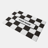 白黒市松模様に ドアマット (アングル)