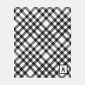 白黒市松模様に フリースブランケット (正面)