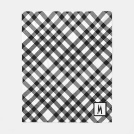 白黒市松模様に フリースブランケット