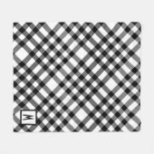 白黒市松模様に フリースブランケット (正面(横))