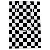 白黒市松模様に ミディアムペーパーバッグ (正面)