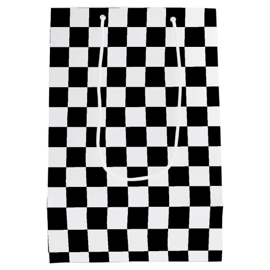 白黒市松模様に ミディアムペーパーバッグ (裏面)