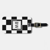 白黒市松模様に ラゲッジタグ (正面横)