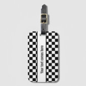 白黒市松模様に ラゲッジタグ (正面縦)