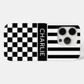 白黒市松模様ストライプ オリジナルデザイン Case-Mate iPhoneケース (裏面 (横))