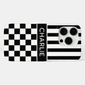 白黒市松模様ストライプ オリジナルデザイン Case-Mate iPhoneケース (裏面 (横))