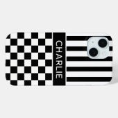 白黒市松模様ストライプ オリジナルデザイン Case-Mate iPhoneケース (裏面 (横))