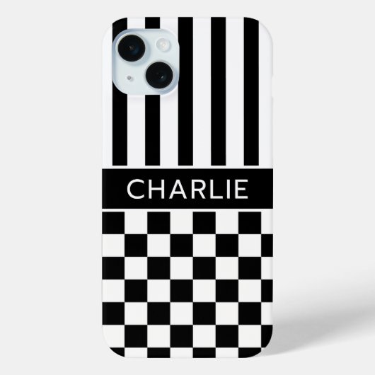 白黒市松模様ストライプ オリジナルデザイン Case-Mate iPhoneケース (裏面)