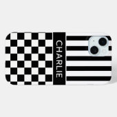 白黒市松模様ストライプ オリジナルデザイン Case-Mate iPhoneケース (裏面 (横))