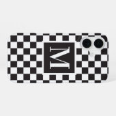 白黒市松模様モノグラム iPhone 16ケース (裏面横)