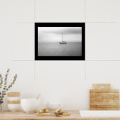 白黒帆船の写真 ポスター (キッチン)