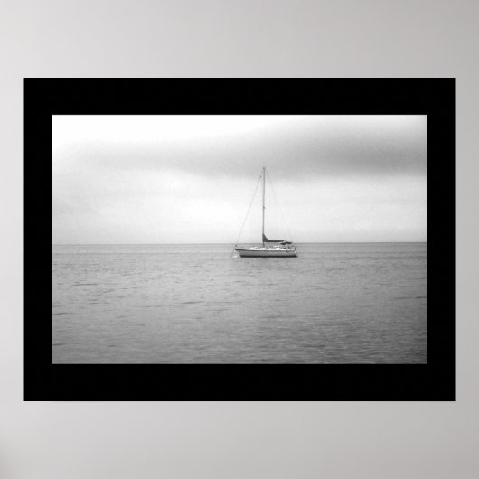 白黒帆船の写真 ポスター (正面)