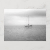 白黒帆船の写真 ポストカード (正面)