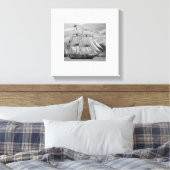 白黒帆走船スクーナー キャンバスプリント (インサイチュ (寝室))
