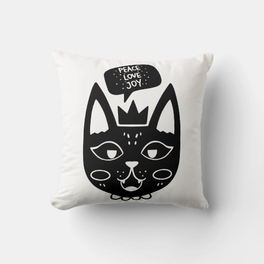 白黒平和ラブジョイ猫をテーマにしたコーディネート クッション (正面)