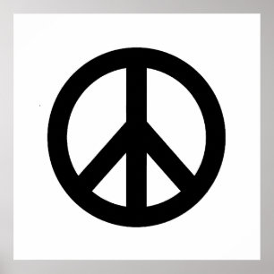 白黒平和記号ポスター ポスター