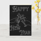 白黒年賀状 カード (黄色い花)