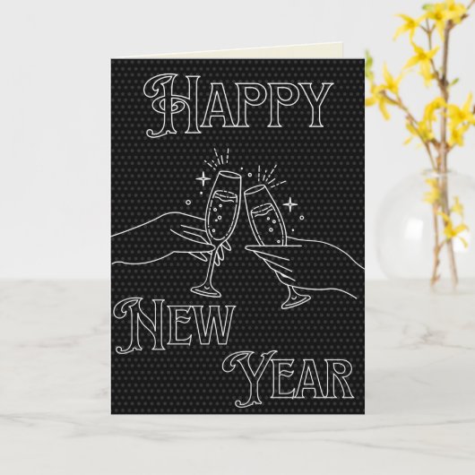 白黒年賀状 カード (黄色い花)