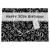 白黒幸せな第30誕生会パターン ラージペーパーバッグ (正面)