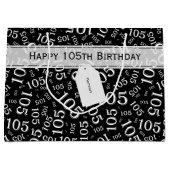 白黒幸せな105th誕生会のテーマ ラージペーパーバッグ (正面)