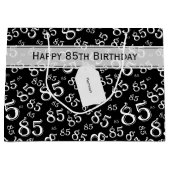 白黒幸せな85th誕生会のテーマ ラージペーパーバッグ (正面)