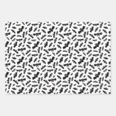 白黒幽霊たちこうもりスターハロウィンパターン ラッピングペーパーシート (正面2)