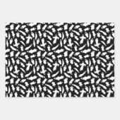 白黒幽霊たちこうもりスターハロウィンパターン ラッピングペーパーシート (正面)