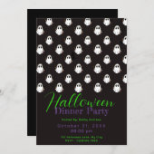 白黒幽霊ハロウィーンディナーパーティー 招待状 (正面/裏面)
