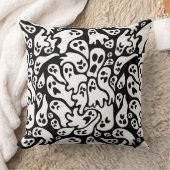 白黒幽霊パターン クッション (ブランケット)