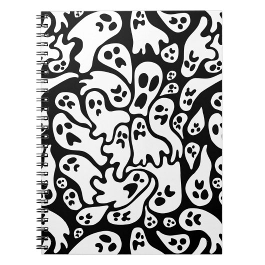白黒幽霊パターン ノートブック (正面)