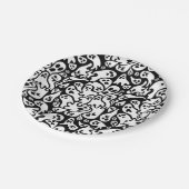 白黒幽霊パターン ペーパープレート (アングル)