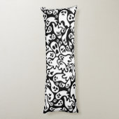 白黒幽霊パターン ボディピロー (裏面 (縦))