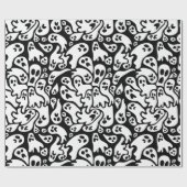 白黒幽霊パターン ラッピングペーパー (フラット)