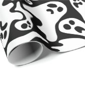 白黒幽霊パターン ラッピングペーパー (ロールコーナー)