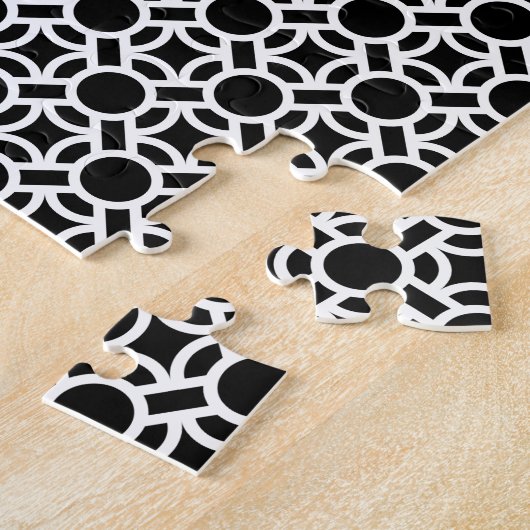 白黒幾何イニシャルモノグラム ジグソーパズル (側面)