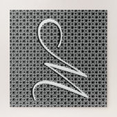 白黒幾何イニシャルモノグラム ジグソーパズル (横)