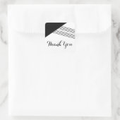 白黒幾何ストライプサンキューステッカー スクエアシール (バッグ)