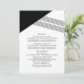 白黒幾何ストライプ情報カード 招待状 (スタンド正面)