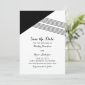 白黒幾何ストライプ招待状日付の保存 セーブザデート (スタンド正面)