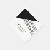 白黒幾何ストライプ紙ナプキンス スタンダードカクテルナプキン (角)