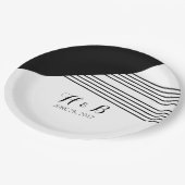 白黒幾何ストライプ紙プレート ペーパープレート (アングル)