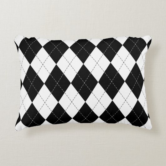 白黒幾何パタアーガイルーン アクセントクッション (正面)