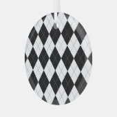 白黒幾何パタアーガイルーン ガラスオーナメント (正面左)