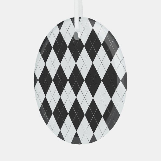 白黒幾何パタアーガイルーン ガラスオーナメント (正面左)