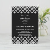 白黒幾何モダン誕生日ディナー 招待状 (スタンド正面)