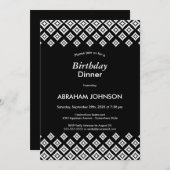 白黒幾何モダン誕生日ディナー 招待状 (正面/裏面)