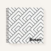 白黒幾何学斜線仕訳帳 ノートブック (正面)