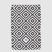 白黒幾何学模様モノグラム ゴルフタオル (正面)