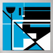 白黒幾何学模様抽象芸術(中青) ポスター (正面)